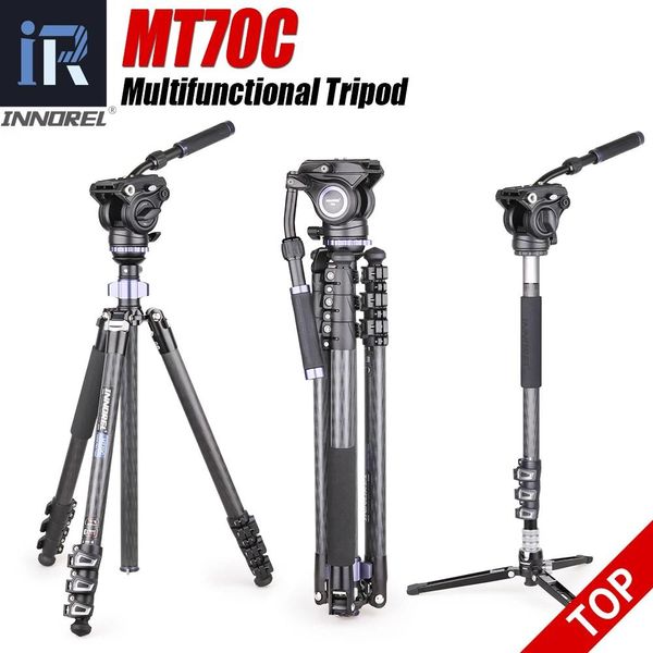 Acessórios MT70C Innorel Carber Tripod Monopod Head Cabeça Panorâmica Profissional Tripod Kit Para vídeo Digital DSLR Câmera de câmera