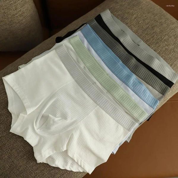 Unterhosen für Herren, weich, mittlere Taille, elastisch, gestreift, Herren-Boxershorts, feuchtigkeitsableitend, antiseptisch, schnell trocknend, Unterwäsche-Boxer