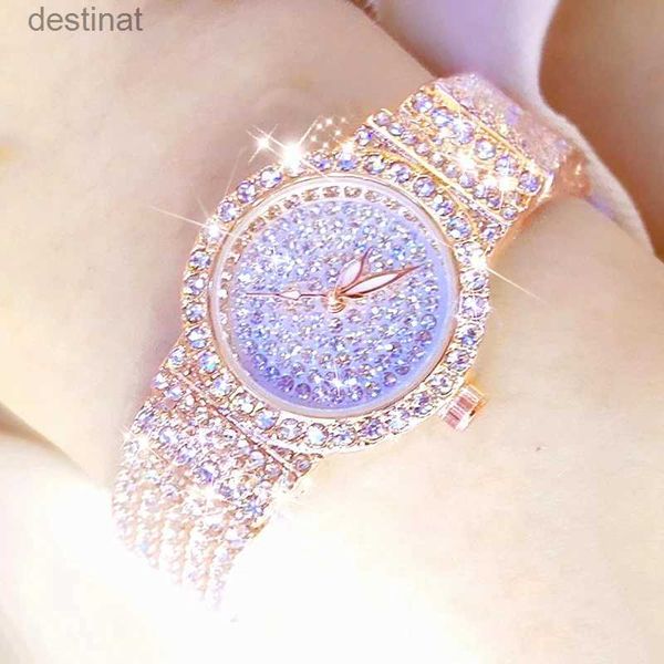 Orologi da donna Movimento giapponese di alta qualità 2022 Nuovi orologi di lusso con diamanti pieni per le donne Orologio da polso in oro rosa Orologio da donna impermeabile L231216