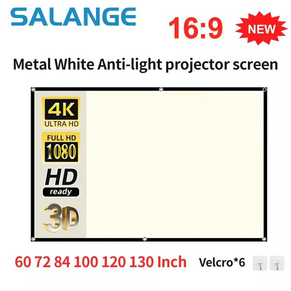Проекционные экраны Salange Экран проектора 16 9 Высокая яркость Светоотражающая складная белая сетка Противосветовая завеса 100 120 дюймов HD для дома на открытом воздухе 231215