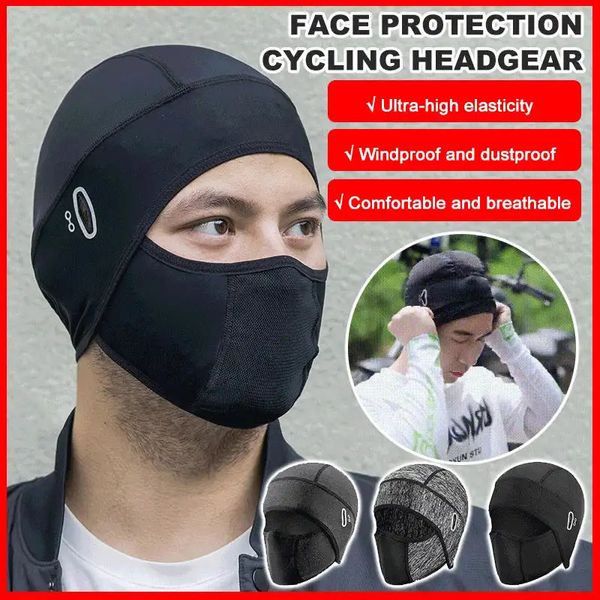 Ciclismo Caps Máscaras Ice Silk Face Proteção Ciclismo Capuz Homens Ciclismo Cap Balaclava Inverno Rosto Cheio Máscara de Esqui Capuz Bicicleta Motocicleta Chapéu Pescoço Gaiter 231216