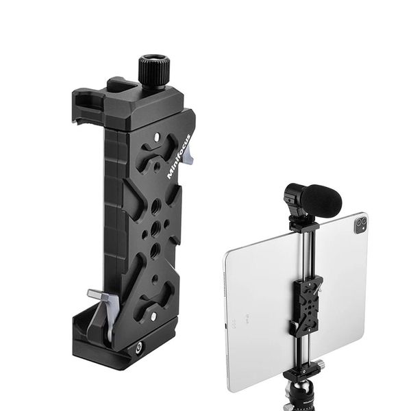 Aksesuarlar İPad/iPhone tableti Tripod Monte Montaj Kelepçesi Adaptörü W Soğuk Ayakkabı ARCA İsviçre QR Plaka 1/4 '' Vida Deliği