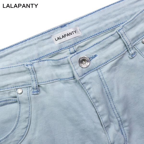 Lalapanty roupas jeans slp azul/preto destruído masculino magro denim reto motociclista jeans magro masculino jeans rasgado