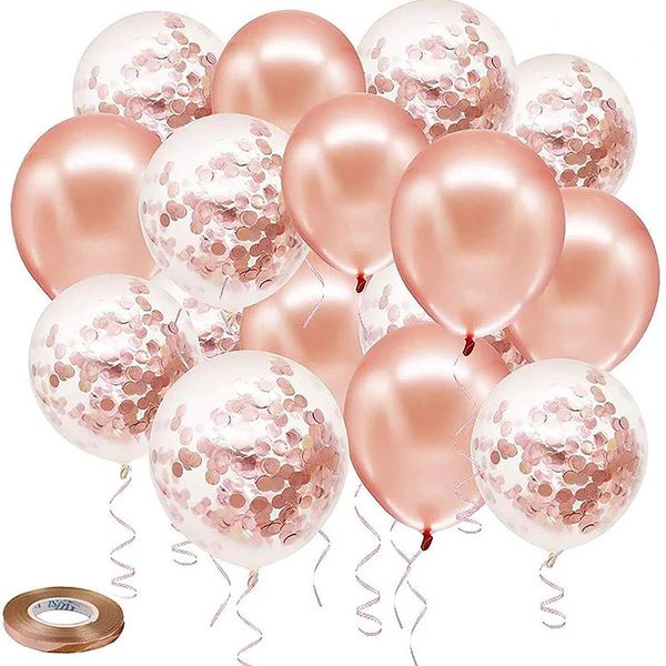 Altre forniture per feste per eventi Confezione da 50 palloncini in lattice coriandoli oro rosa con nastro in oro rosa per decorazioni per feste di laurea, addio al nubilato e matrimoni di compleanno 231215