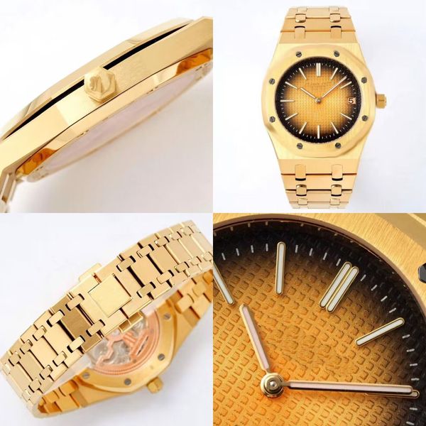 Royal Dhgate Men Watch Oak Watches Gold and Silver Stainless Aço Mens Wristwatch 41mm Relógios Montre de Luxe Factory