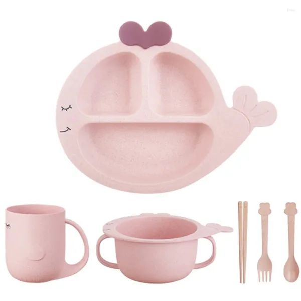 Conjunto de pratos para crianças, talheres, baleias divididas, utensílios de mesa para bebês