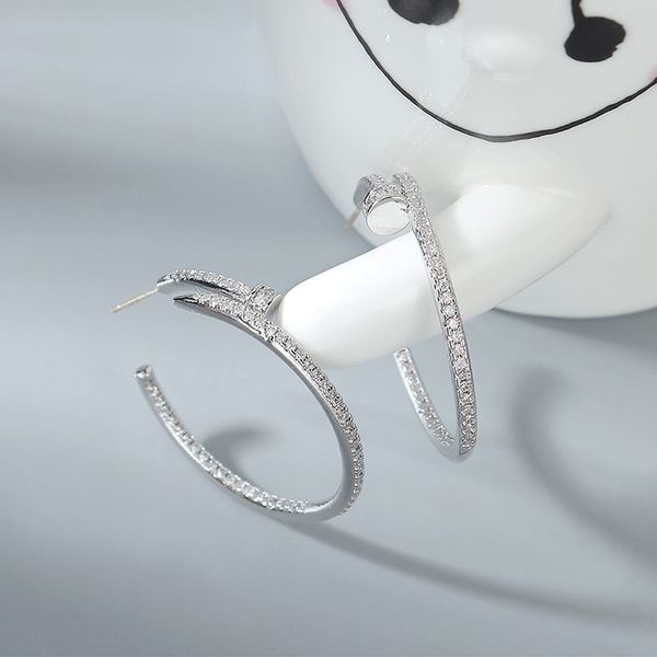 S925 Silber Nadel großer Kreis CZ Zirkon Ohrringe Ohrstecker glänzender Kristall Diamant 18 Karat Gold Nagelschraube Liebe klassischer Luxus Designer Ohrring Ohrringe Ohrringe Schmuck