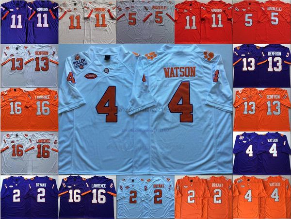 NCAA Etienne Jr. Clemson Tigers genähte College-Football-Trikots 2 Klubnik-Trikot 11 Simmons-Trikot 5 Uiagalelei 4 Watson 13 Renfrow 16 Trevor Lawrence