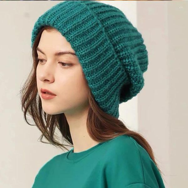 Berretti invernali caldi cappelli lavorati a maglia unisex tinta unita oversize berretto casual cappello passamontagna esterno streetwear accessori di abbigliamento