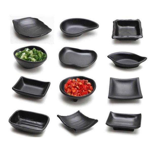 Меламиновая черная посуда для соевого соуса, суши, васаби, доуфу, тарелка для закусок, столовая посуда для японского ресторана232o