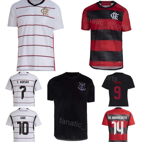 Мужчины CR Flamengo Club Team 7 Футболки RIBEIRO 9 PEDRO 20 GERSON 16 LUIS 6 LUCAS 29 HUGO 10 GABRIEL 27 HENRIQUE 14 DE ARRASCAETA Комплекты футбольных футболок Униформа 23/24