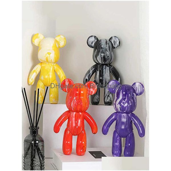 Novità Giochi Fluido Set di orsi Fatto a mano Fai da te Iti Bearbrick Statua Manuale Genitore-figlio Giocattoli Pittura Violenta Scpture Home Drop Delivery Dhu9T