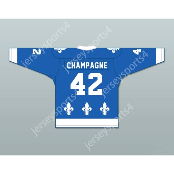 Özel Mavi Gilles Şampanya 42 Le National De Quebec Hokey Forması Yeni Üst Dikişli S-M-L-XL-XXL-3XL-4XL-5XL-6XL