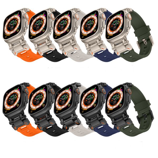 Cinturino per orologio da uomo in TPU per Apple Watch Series 1/2/3/4/5/6/7/8/9 cinturino sportivo intelligente 49mm/45mm/44mm/42mm cinturino con connettore in metallo resistente