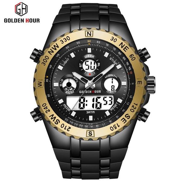 Reloj Hombre GOLDENHOUR Men Watch Sport Watch Men erkek kol saati Digital Army Military Silicone Quartz Watch Relogio masculino291f