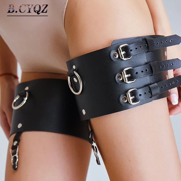 Conjunto sexy B.Cyqz Leather Lingerie Linger Churness Belt Belt Bondage Lingerie Body Bondage Fetish Wear Women Women Gothic Larter Staking Rave 231216