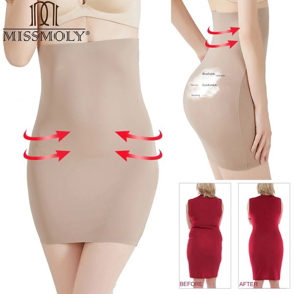 Bel karın şekillendiricisi Missmoly Womens Süper Elastik Kontrol Kayarlar Yüksek bel şekillendiricileri Zayıflama İç çamaşırı Vücut Şeyter Karın Kontrolü Yarım Kayma Shapewear 231215