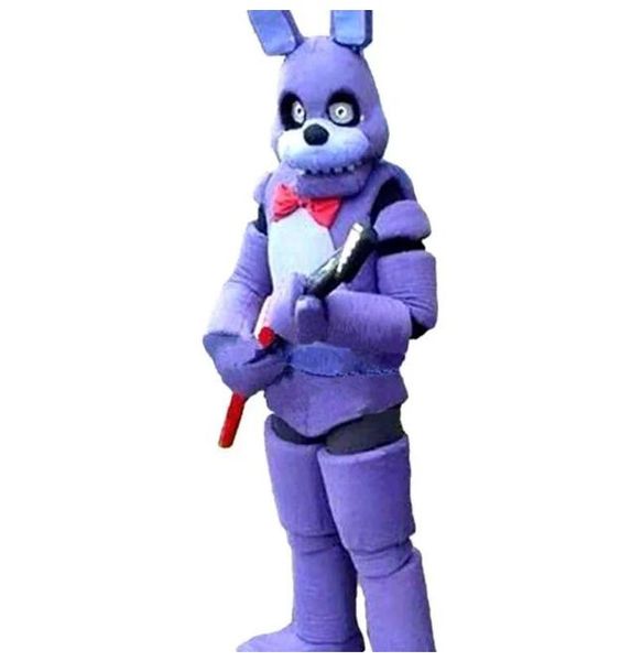 2025 venda de fábrica quente cinco noites no Freddy FNAF brinquedo assustador roxo coelho mascote traje terno halloween natal vestido de aniversário