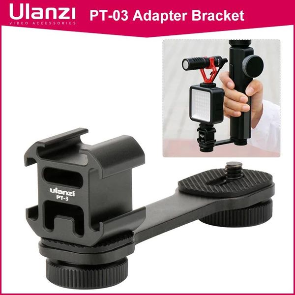 Suportes Ulanzi PT3 Barra de extensão de metal 3 montagens de sapata fria para Zhiyun Smooth 4/DJI OSMO/Vimble 2 Gimbal LED Light BYMM1 Microfone