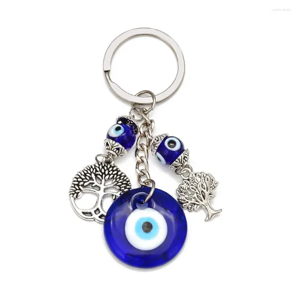 Chaveiros 6 pcs Bohemia Turco Evil Eye Chaveiros Árvore da Vida Charme Chaveiro Pingente com BULE Bead Crystal Chains