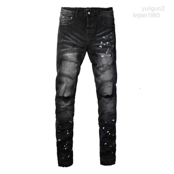 2023ss Viola Abbigliamento uomo Desinger Stack Europeo Strappato Jean Denim Versione Slim Fit Leggero Regular Classico Versatile Pantaloni moda uomo di alta qualità 29-40