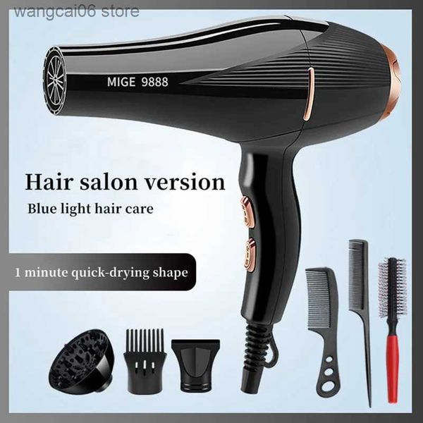 Secador de cabelo elétrico Secador de cabelo elegante de alta velocidade 2300W de alta potência Secagem rápida Cuidados com os cabelos Silencioso Ferramentas de salão de cabeleireiro doméstico Compre 1 e ganhe 6 grátis T231216