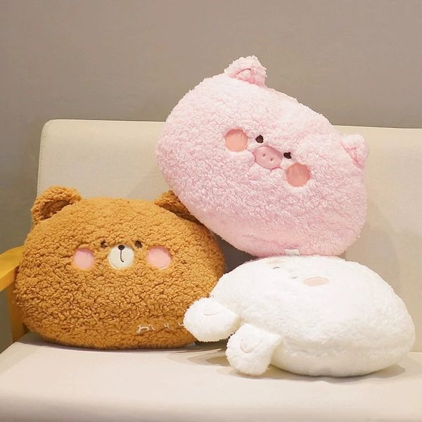 Kissen/Dekoratives Kissen, 35 cm, Kawaii-Tier, Teddybär, Kaninchen, Frosch, Tiger, Schwein, Plüschtiere, Cartoon, gefüllt, weiches Kissen, Sofakissen für Mädchen und Kinder, 231216