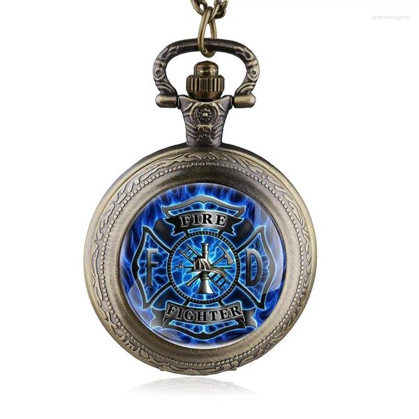 Orologi da tasca Orologio vintage al quarzo medio Collana con tasche con motivo a fuoco Vendita a catena Relej Hombre