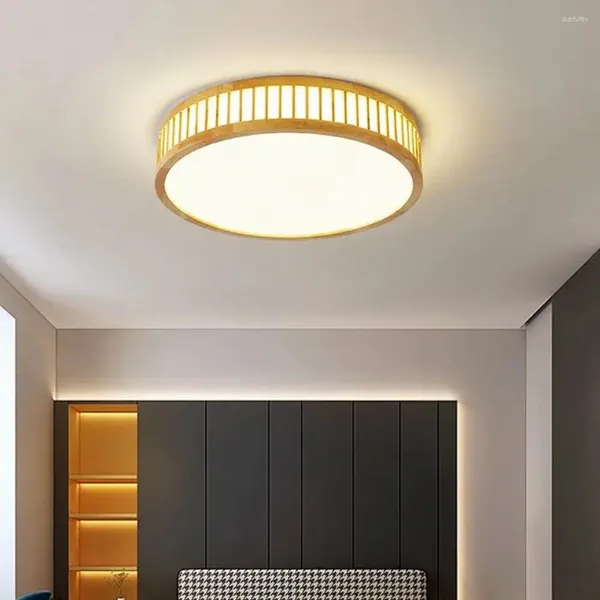 Plafoniere Semplice Log Stile nordico Minimalista Moderno Creativo Luce a LED per Camera da letto Casa Appartamento Decorazione in legno Lampada