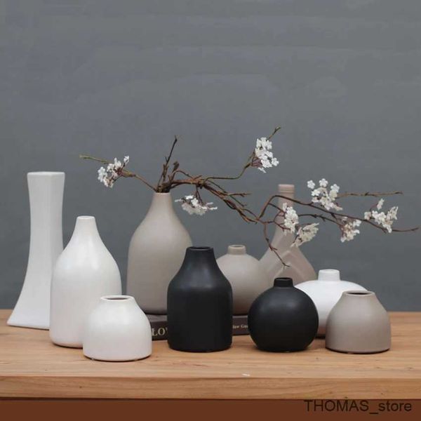 Vasen Kreative Chinesische Schwarz Weiß Keramik Vase Dekor Handwerk Tabletop Blumentopf Hochzeiten Wohnzimmer Dekoration R231216