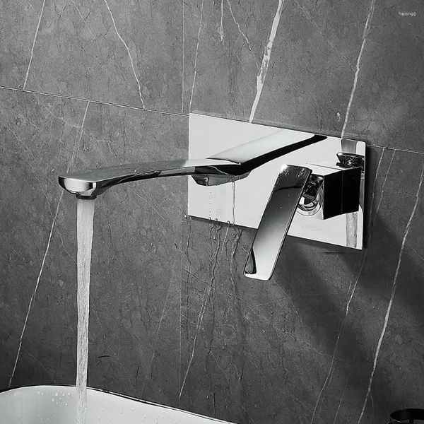 Смесители для раковины в ванной комнате, матовый хромированный латунный настенный излив с водопадом, однорычажный смеситель для туалетного столика, водопроводный кран 855927