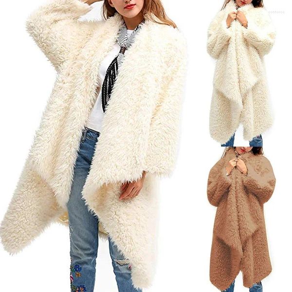 Уличные куртки, женские пушистые флисовые кардиганы с открытой передней частью, модные пальто, мягкая удобная верхняя одежда, зимняя теплая верхняя одежда больших размеров