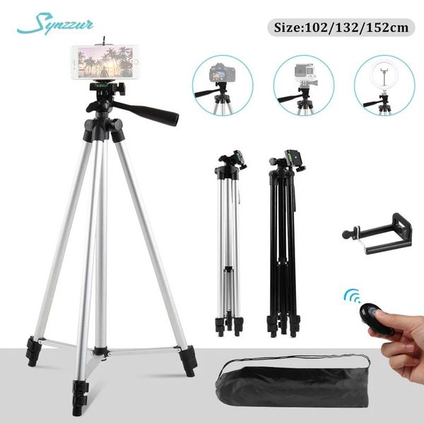 Tutucular 102/132/152cm Esnek Mobil Tripod Akıllı Telefon DSLR Kamera için Selek Selefooth için Bluetooth uzaktan kumandalı Tripod Tutucu