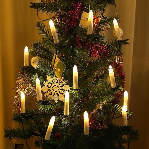Saiten 20LED Weihnachtsbaumlichter Dekoration USB -Kegelkerzenschnur warme weiße Familie Dinner Holiday Party284H