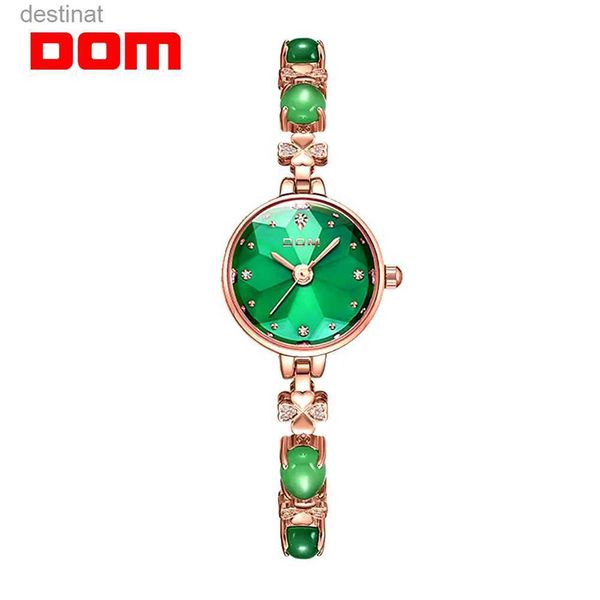 Orologi da donna 2022 Nuovo orologio da donna al quarzo impermeabile moda casual braccialetto verde taglio diamante orologio da donna viso G-1566L231216