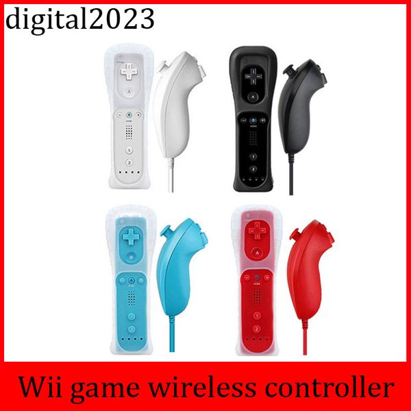 2 em 1 Varejo Built in Motion Plus Controladores de jogo remoto e Nunchuck para jogos Nintendo Wii Controler sem fio Joystick Joypad Gamepad
