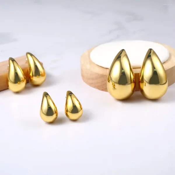 Ohrstecker Marke Mode 3D Wassertropfen Goldfarbe Großes Design Weiß Kundenschmuck Feine Qualität