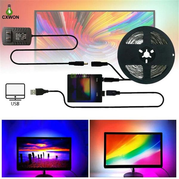 Kit de tira de TV USB Dream Color 1m 2m 3m 4m 5m RGB WS2812B Tiras de LED para TV PC Screen Backlight Lighting258p