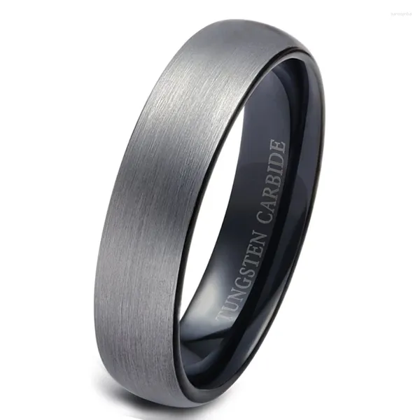 Anéis de casamento moda 6mm preto acabamento fosco anel de carboneto de tungstênio para homens mulheres noivado masculino tamanho 7-14