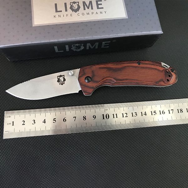 Ao ar livre Liome 15031 faca dobrável tática punho de madeira camping sobrevivência autodefesa facas de bolso EDC