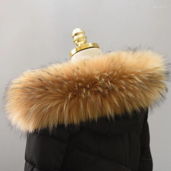 Sciarpe Donna Uomo Collo in pelliccia sintetica Alta qualità 15 cm di larghezza Giacche invernali Cappuccio Trim Strisce Cappotto per bambini Sciarpa calda decorativa