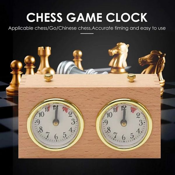 Jogos de xadrez de madeira compacto digital internacional retro portátil competição temporizador mecânico contagem para baixo relógio de xadrez analógico presente 231215