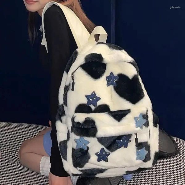 Okul çantaları moda kadınlar sırt çantaları 2023 kawaii tasarım büyük kapasite harajuku peluş mochila femenina subkültür çantası kadın