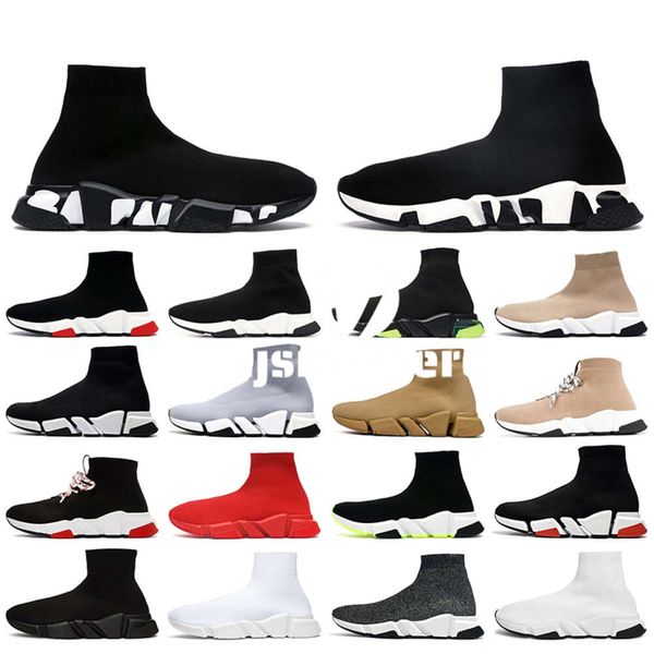 Goldens Goooose 2023 Moda Graffiti Mulheres Mens Designer Sock Sapatos Botas Speed Trainer Preto Branco Vermelho Velocidades 2.0 Clear Sole Runners Meias Designers Plataforma L