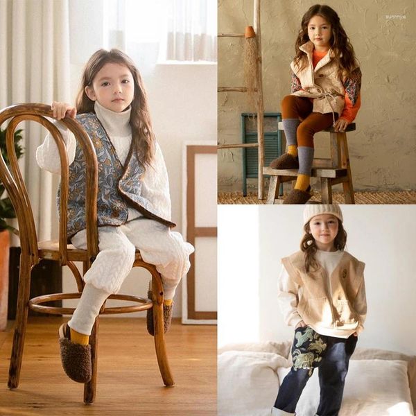Giyim Setleri Büyük Satış Çocuklar Kalın Nakış Yelek Pantolon Mill Kore Marka Kız Drulovers Sweatshirt Kid Foruroy Dış Giyim Moda
