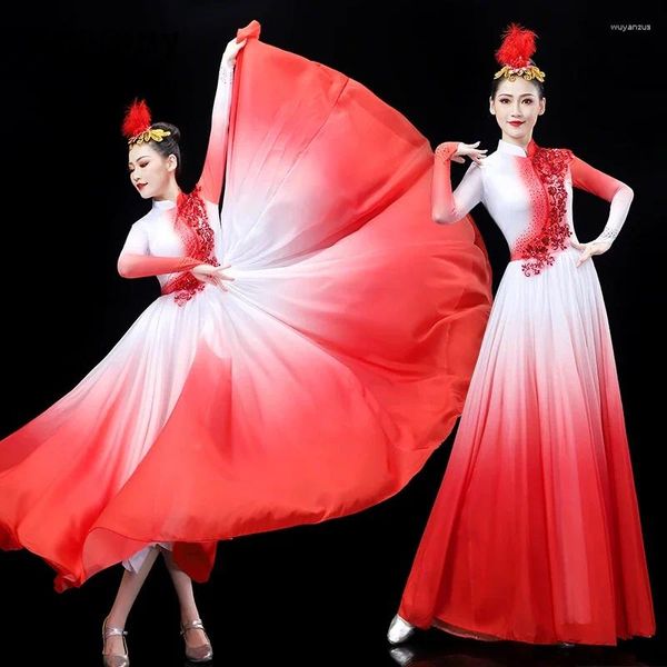 Stage Wear Modern Dance Swing Dress Chinês nas Luzes Wanjiang Abertura Red Song Traje