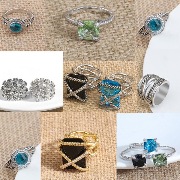 925 prata DY torcido vintage anéis de banda de casamento para homens mulheres personalizado casal designer dy anel diamante noivado presente de jóias de Natal com caixa