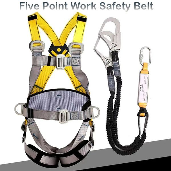 Klettergurte Luftarbeitssicherheitsgurt Ganzkörper-Fünfpunktgurt Sicherheitsseil für Outdoor-Klettertraining Bauschutzausrüstung 231215