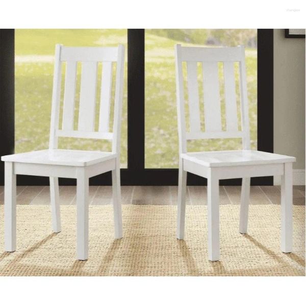 Set di 2 sedie da pranzo in legno Bankston Camp Furniture, colore bianco, per interni, balcone, giardino