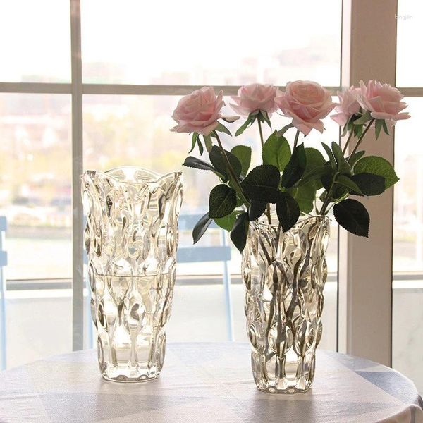 Vasos vaso de vidro de cristal ins-estilo de alto valor sala de estar flores criativas arranjo de flores ornamentos